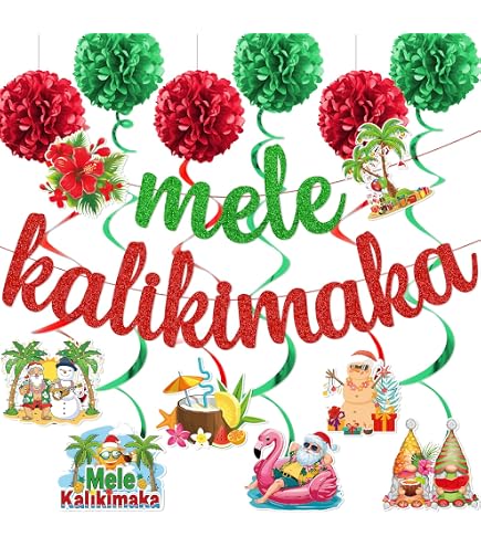 Amazon.com: Mele Kalikimaka Hawaiian Christmas Banner - Tropical